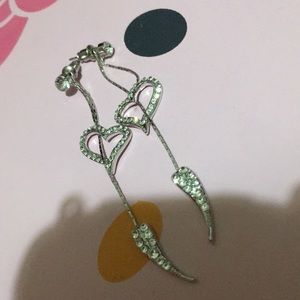Three pieces silver long hearts earrings
